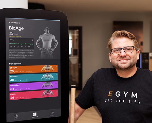 EGYM CEO and Co-Founder Philipp Roesch-Schlanderer in front of the new Fitness Hub
